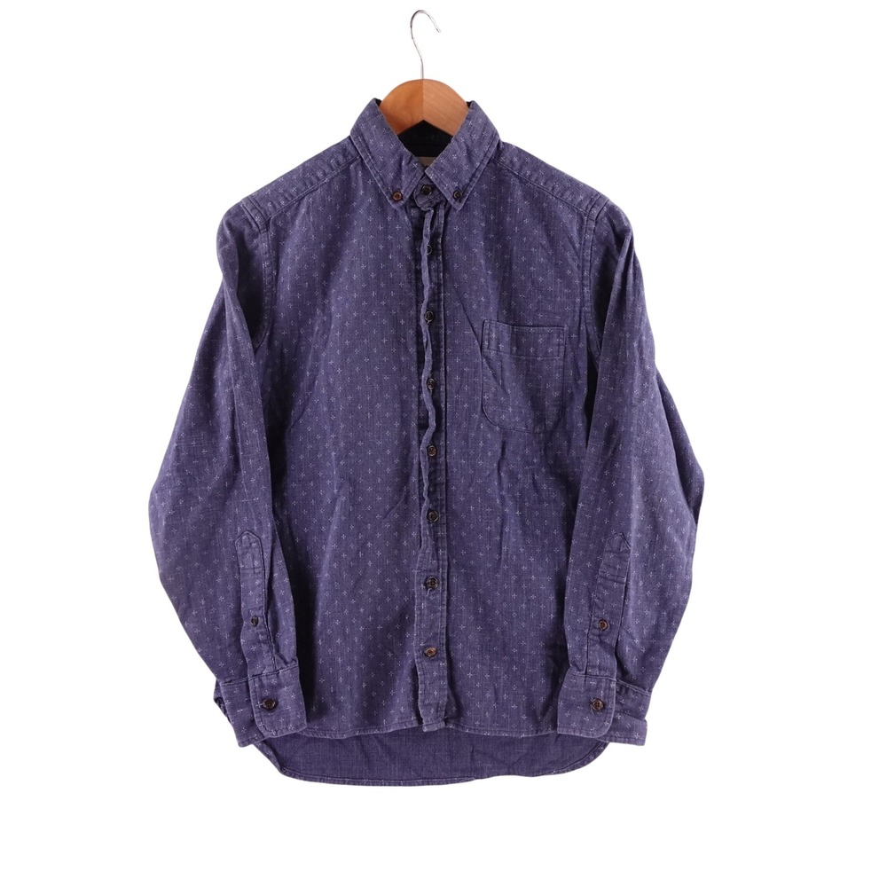 Taylor Stitch Mens Size 36 Indigo Blue Cross Pattern Cotton Button Down Shirt
